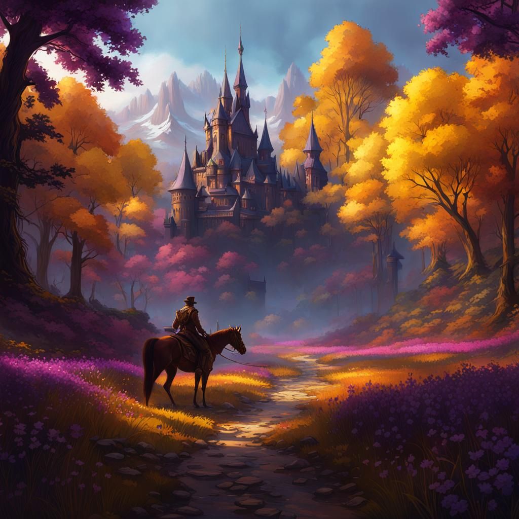 Fantasy Game Loading Screen in Dark Art Nouveau Style