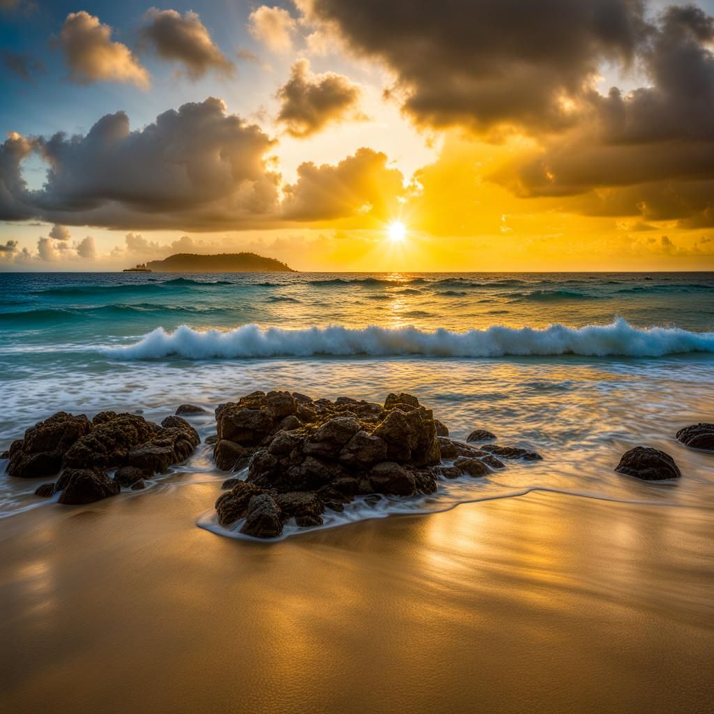 Levera Beach, Grenada: Golden Sunlight and Natural Beauty
