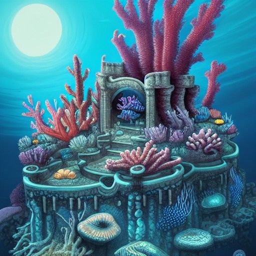 Underwater Coral Kingdom with Jellyfish Fine Art
