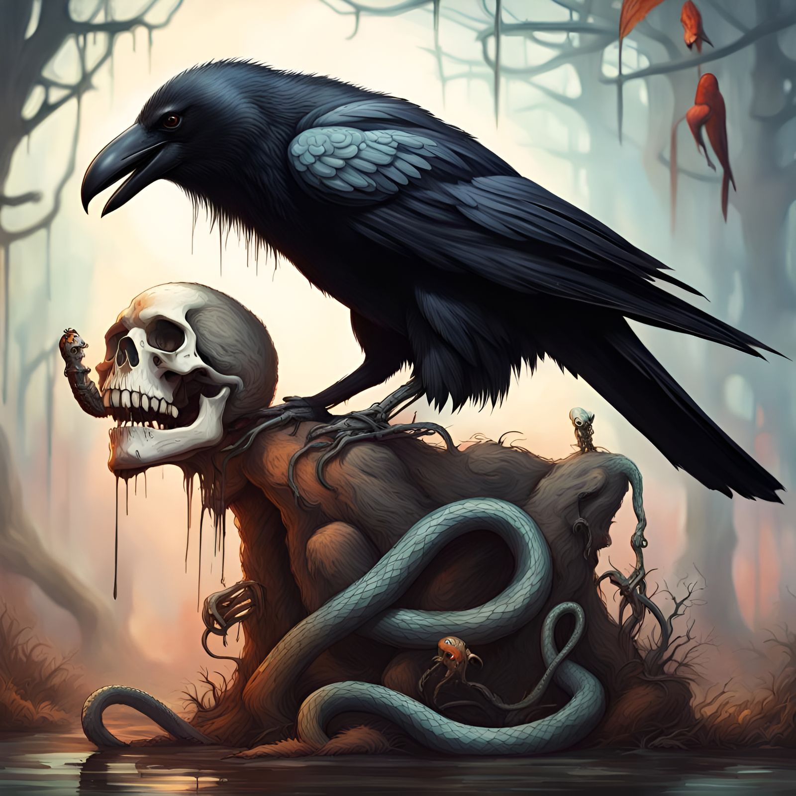 Scary Creature: Crow, Skeleton, Snake, and Bear