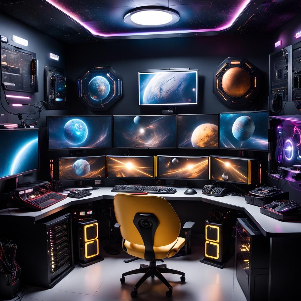 Golden Cyber Women Control Gaming PC Setup