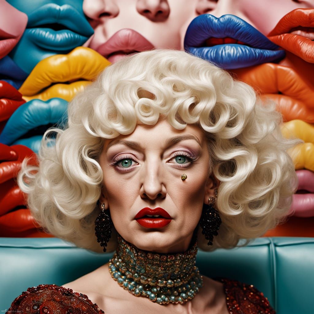 Dali Portrait on Mae West Lips Sofa: Surrealism