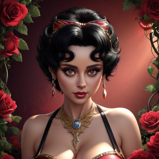 Betty Boop in Intricate Bikini, Hyper-Realistic Digital Art