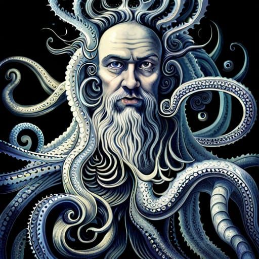 Victorian Abyss Monster with Many Eyes and Tentacles