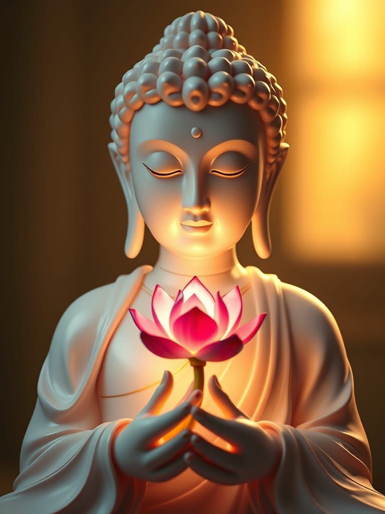 Ethereal Buddha in Porcelain-Like Elegance