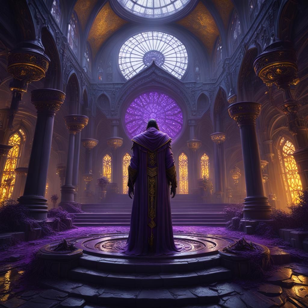 Dark Fantasy Art Masterpiece in Purple and Yellow