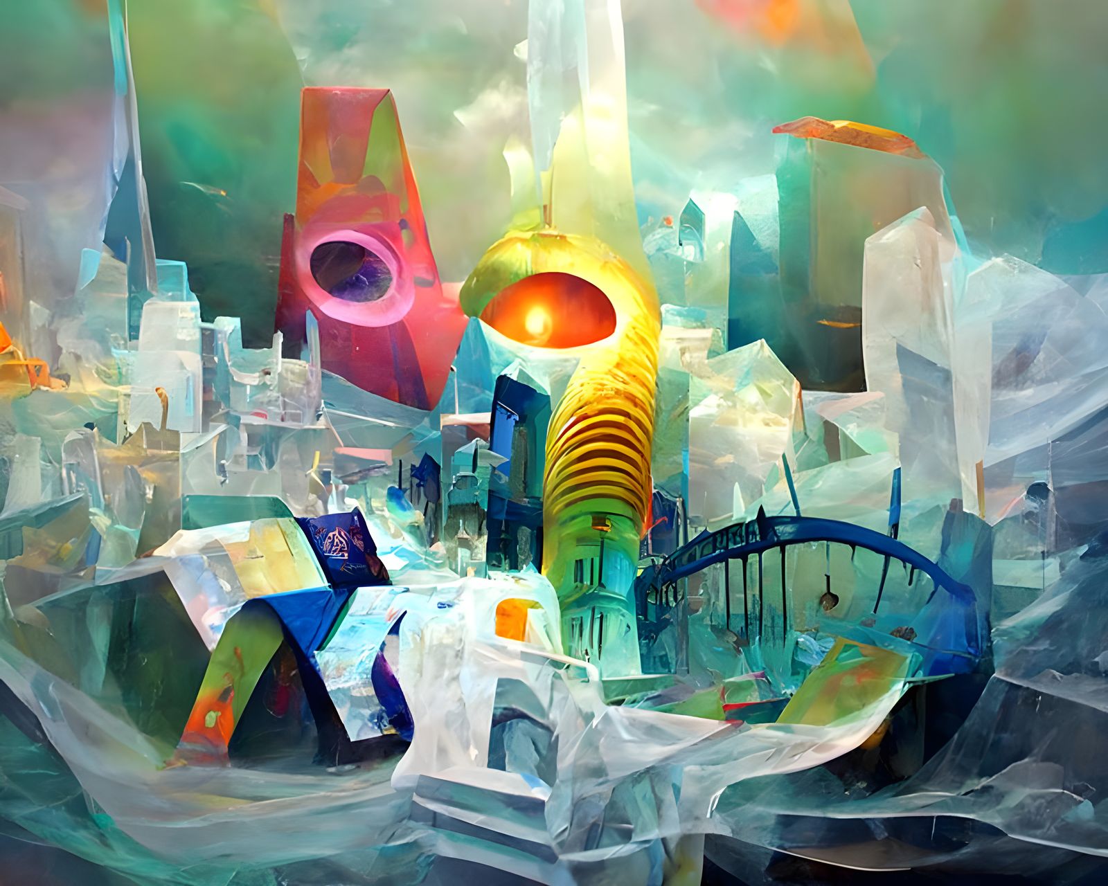 Dieselpunk Cityscape with Airships in Hyperdetailed Style