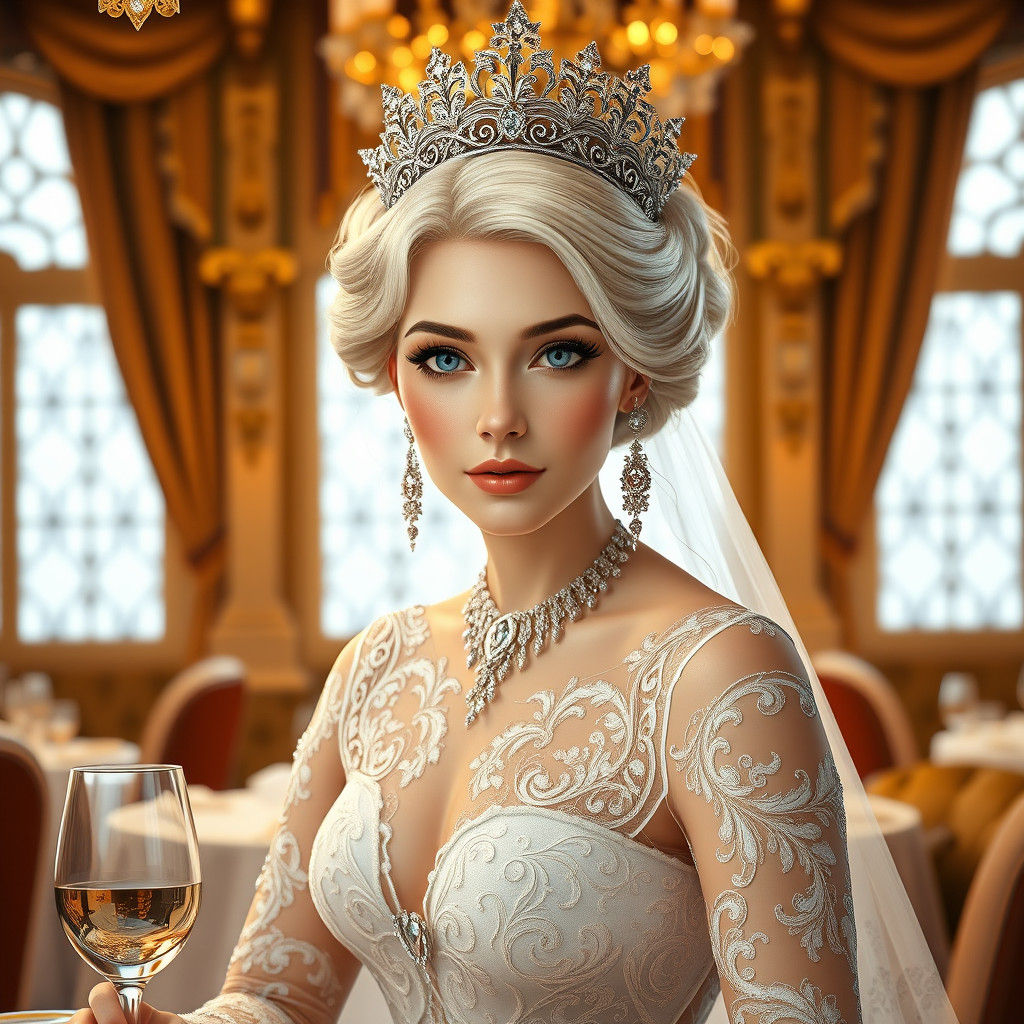 Snow Queen in Art Nouveau Style Wedding Gown