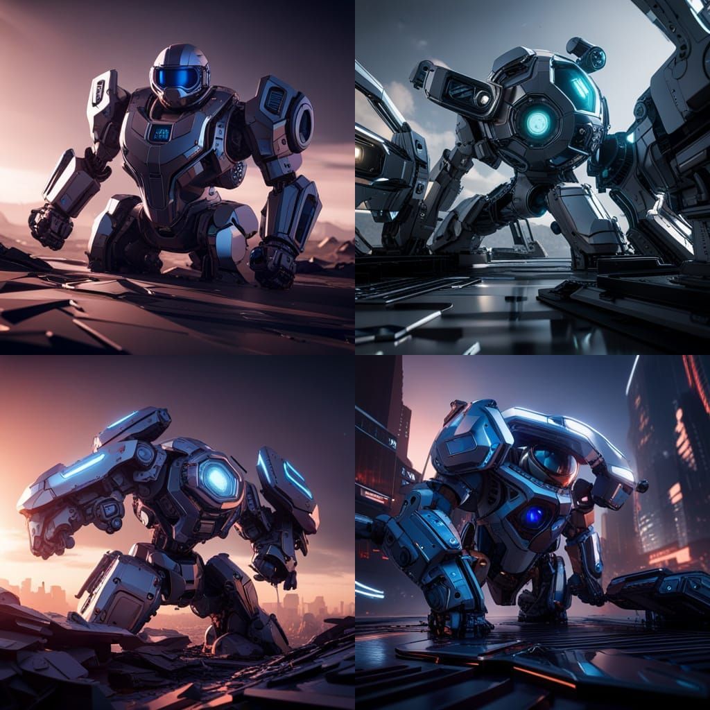 Futuristic Sci-Fi Mech Details in Polished Metal