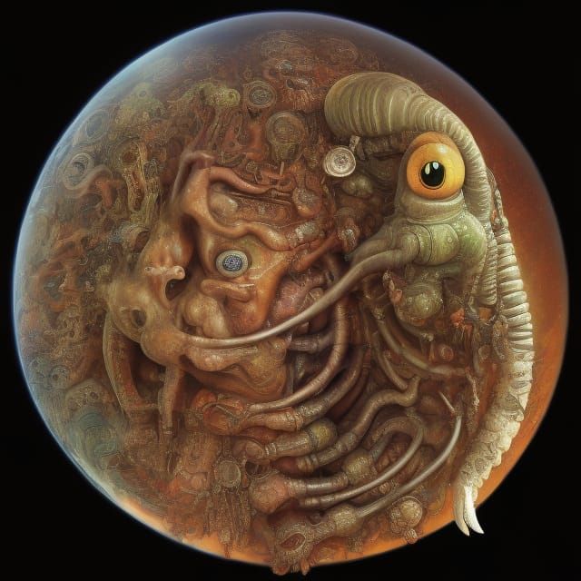 Cyborg Baby by H.R. Giger, Digital Matte Painting