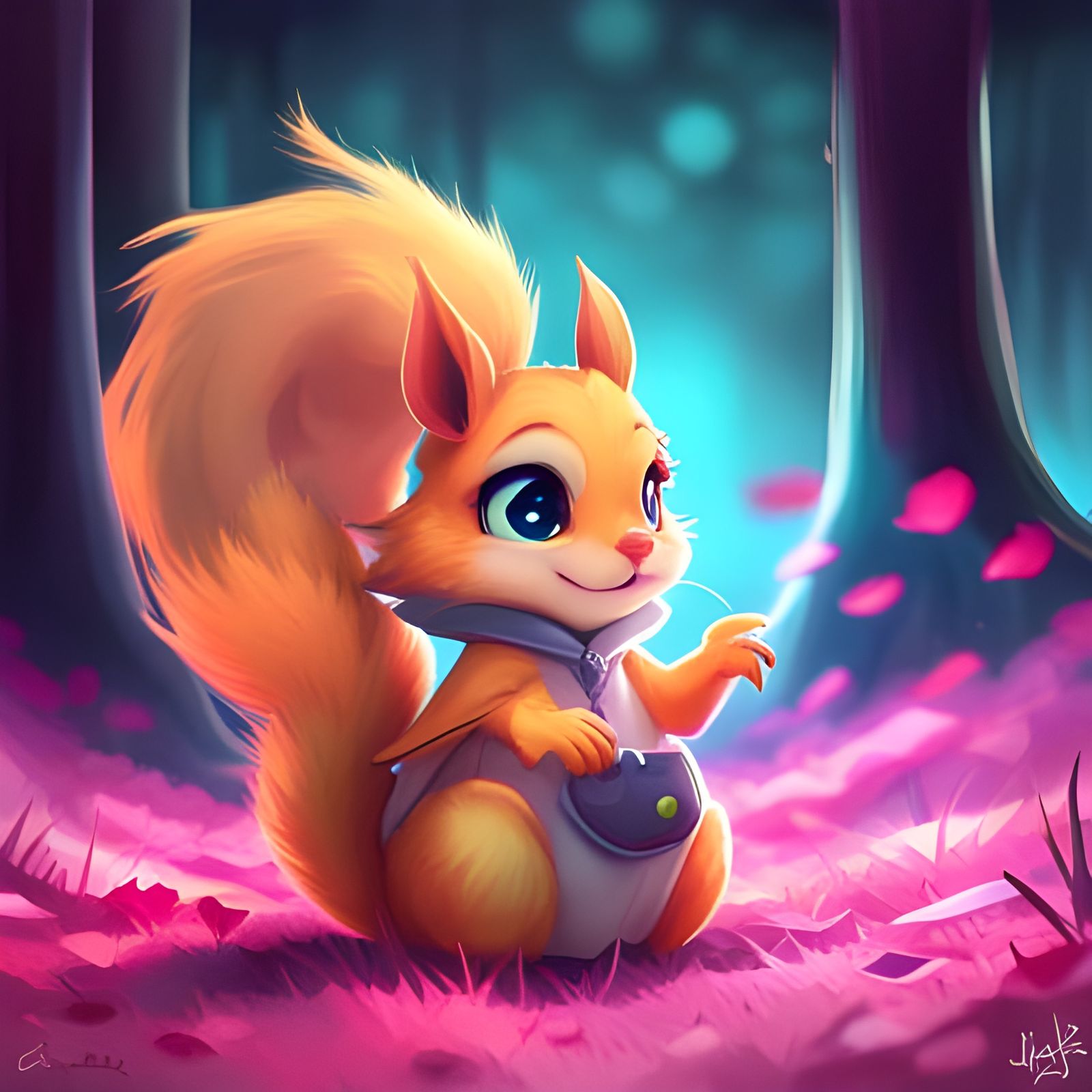 Adorable Chibi Squirrel Portrait in Digital Art Style