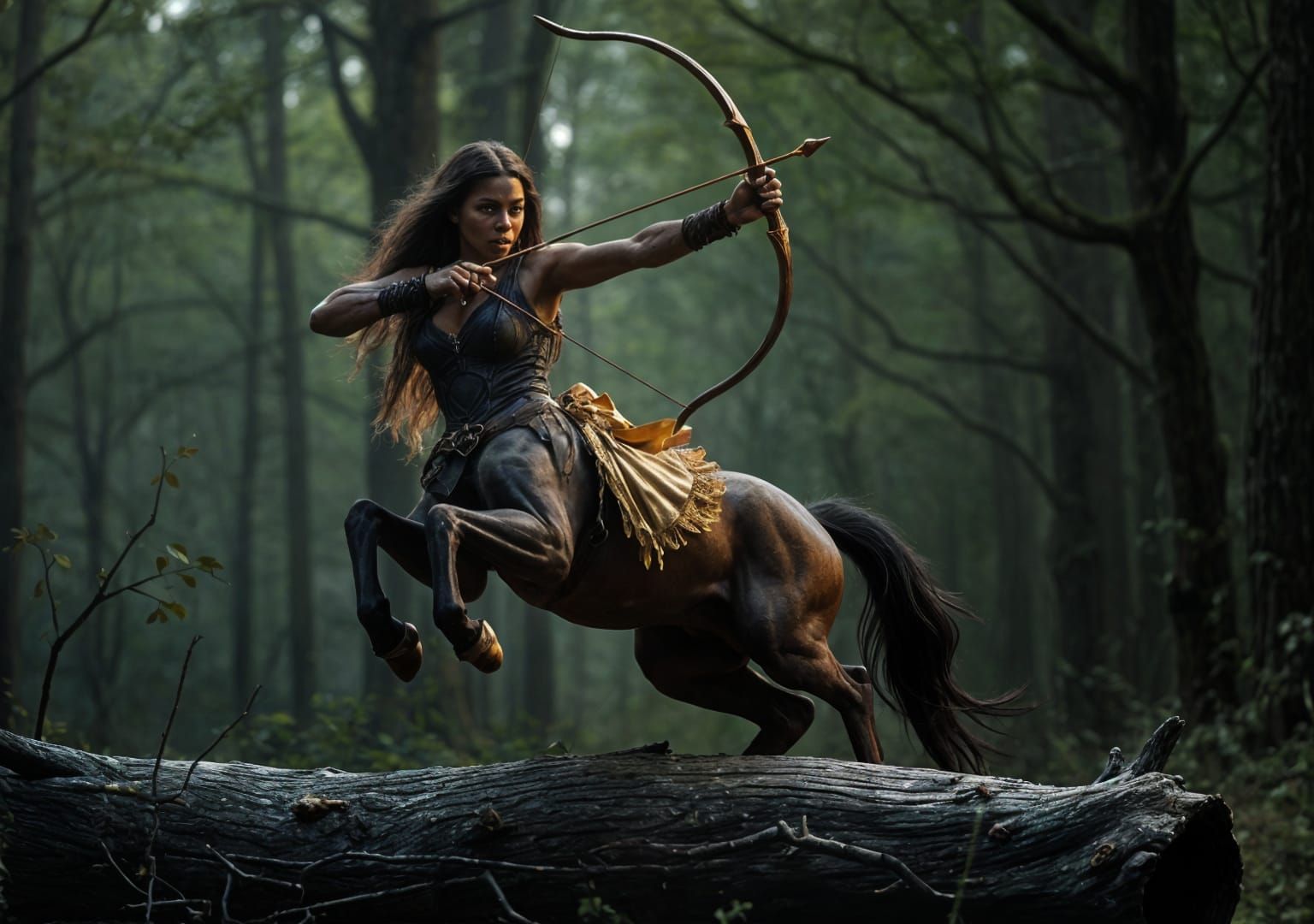 Centaur Goddess Leaping with Arrow, Victorian Lace