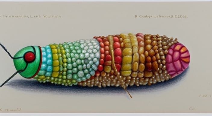 Caddis Fly Larva in Pebble Case: Colored Pencil Art