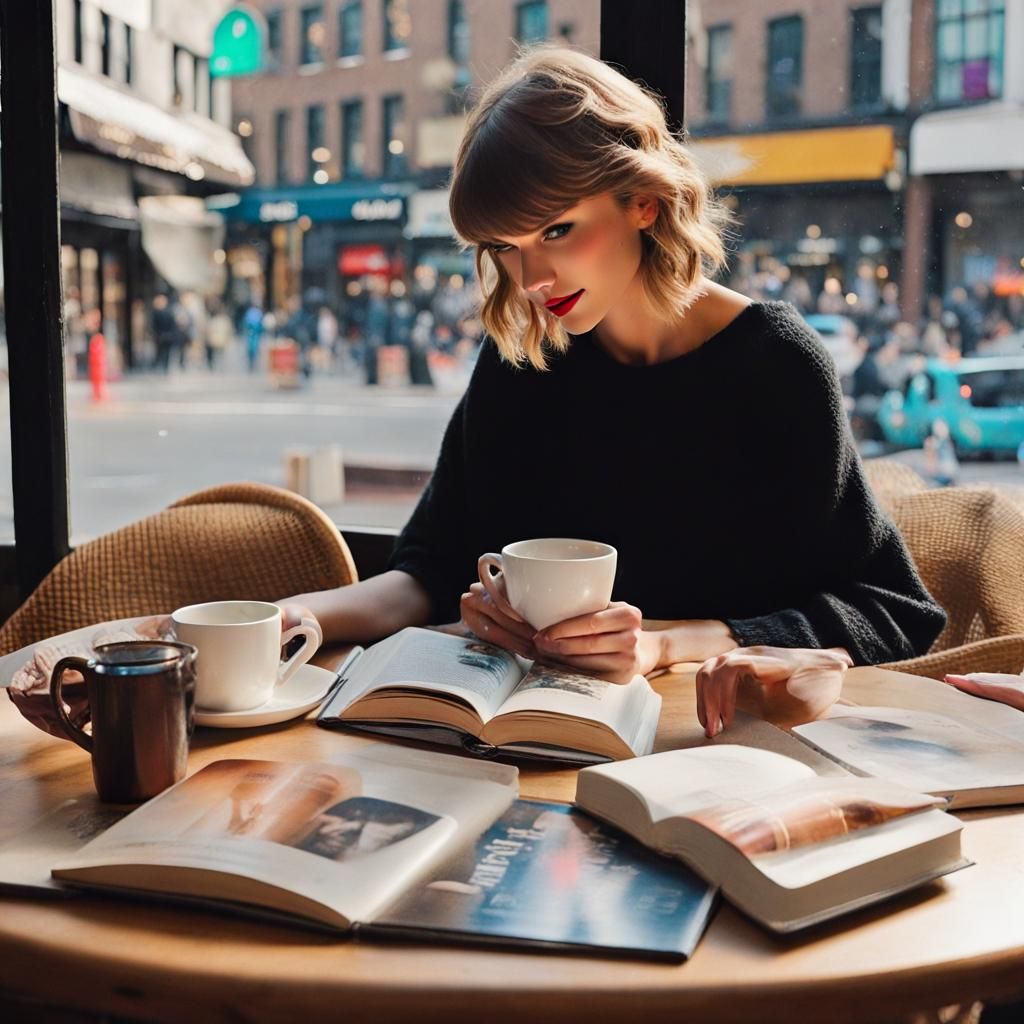 Bookstore Scene with Reader: Detailed Digital Art