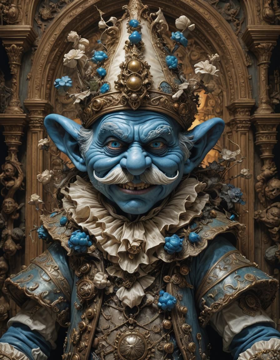Hefty Smurf Portrait in Baroque Gothic Style