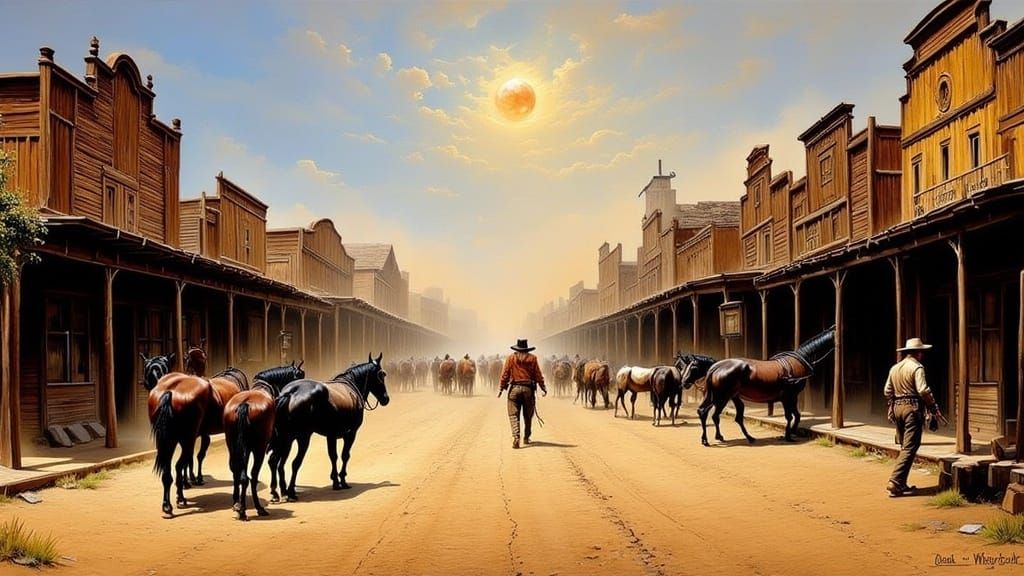 Old West Town in Golden Light