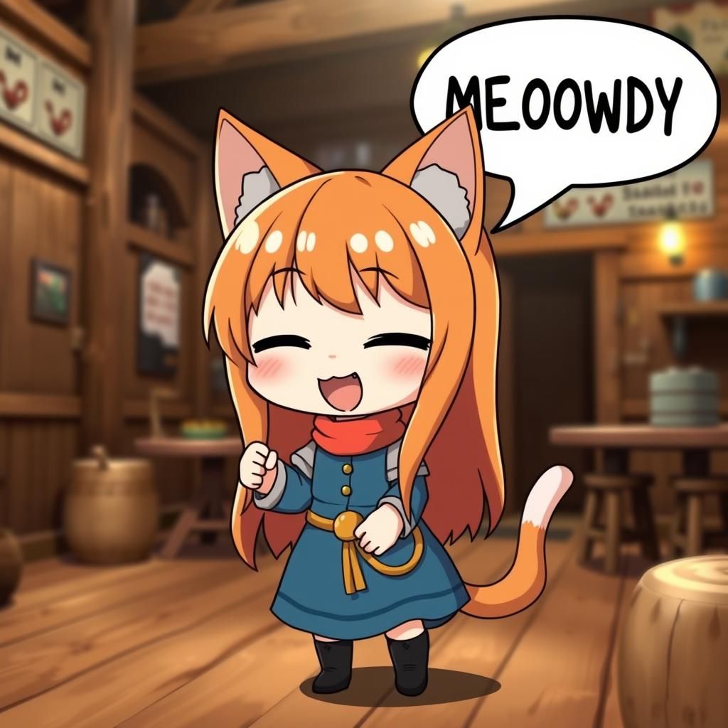 Cute Anime Catgirl in Western Saloon