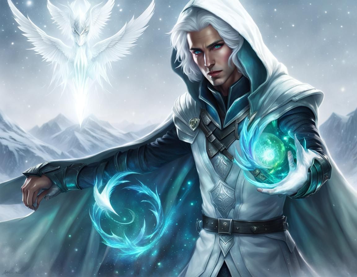 Half-Elf Mage with Aurora Borealis Magic