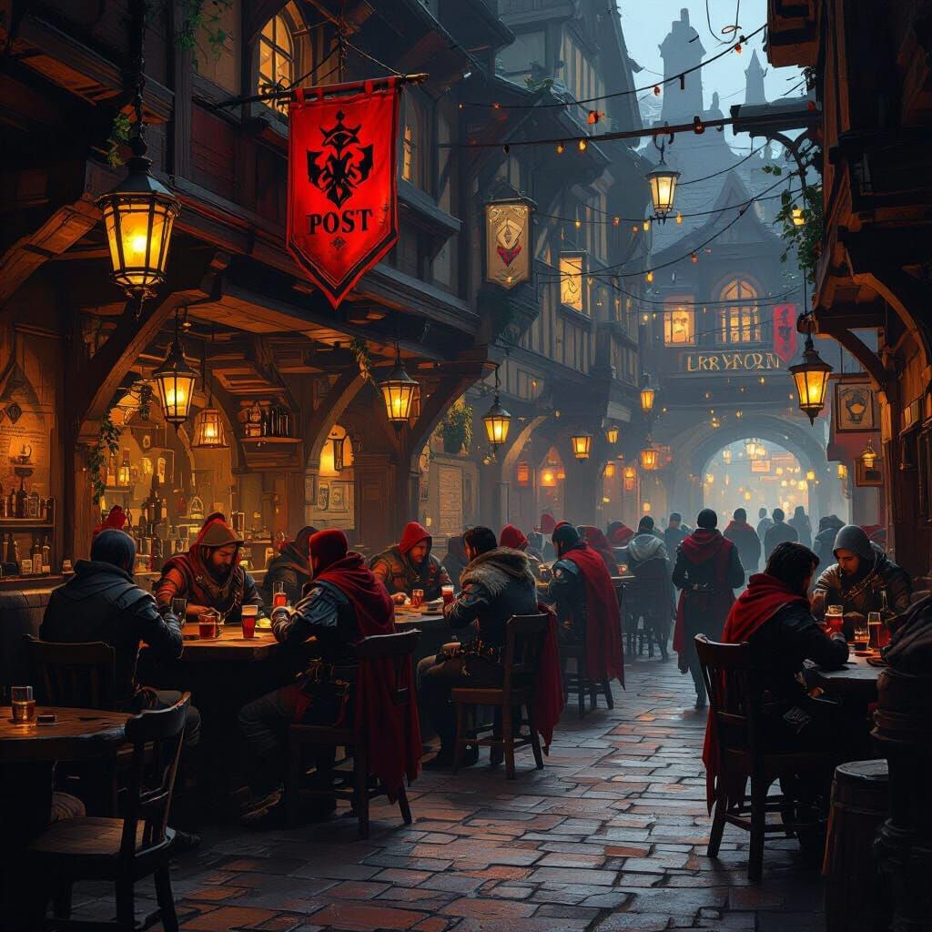 Vibrant Tavern Scene in Gritty Realism Style