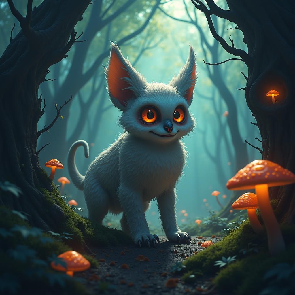 Mystical Hybrid Creature in Misty Woods: Digital Matte Paint...