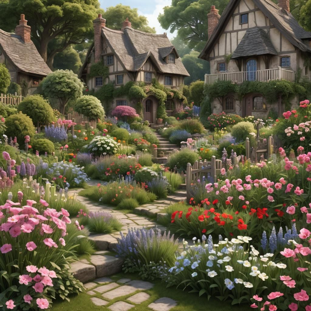 Detailed Cottage Garden Matte Painting