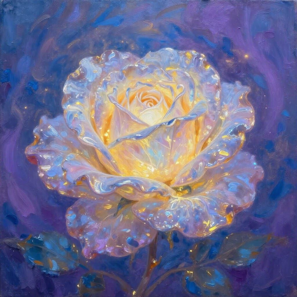 Ethereal Rose of Light and Silver Gold Mist