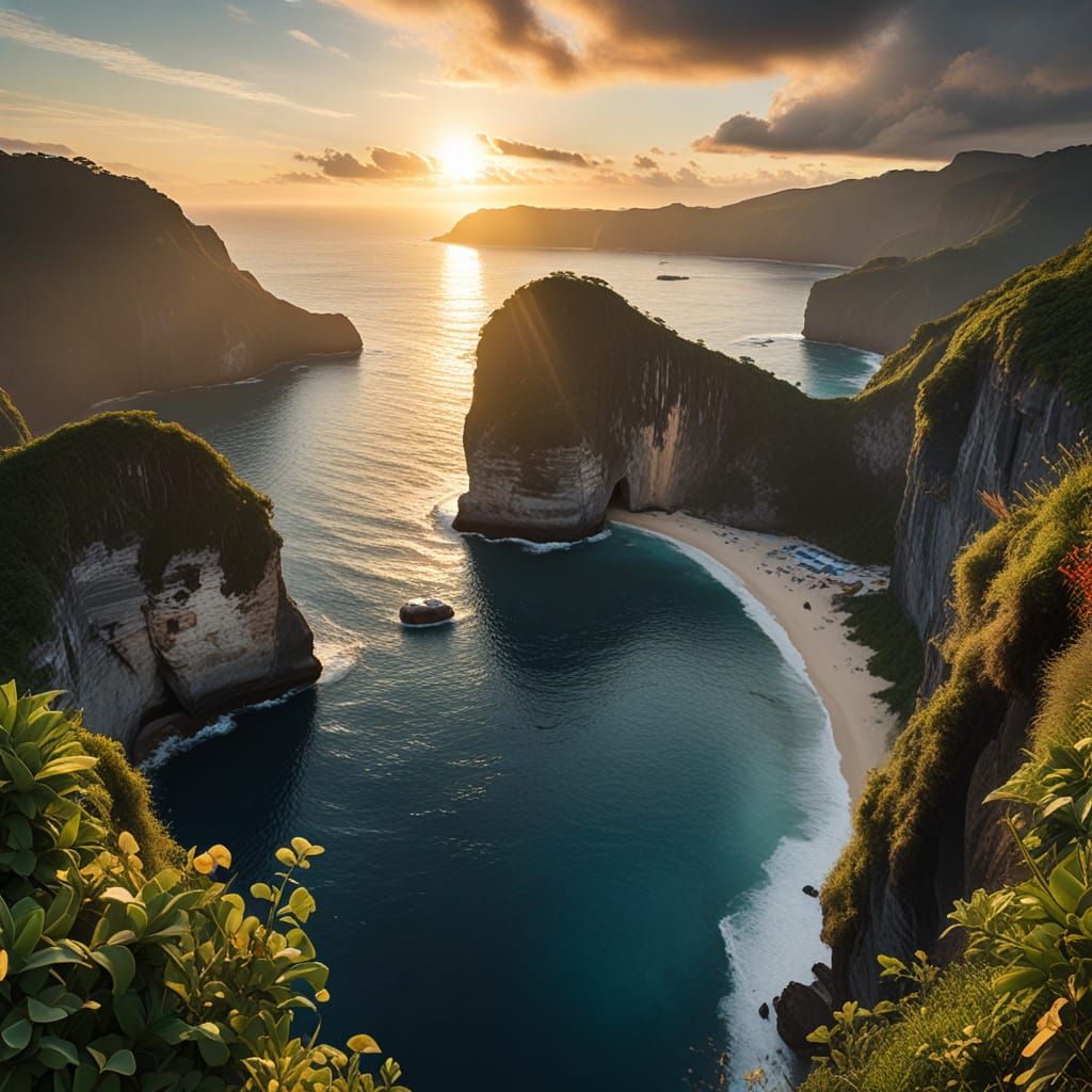 Cubist Nusa Penida Island at Dawn in 8k