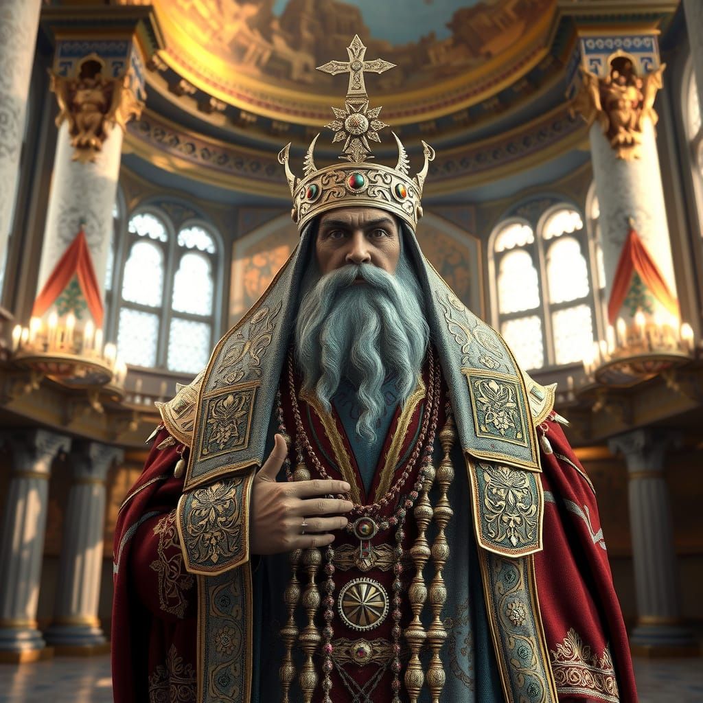 King Solomon in Jerusalem Temple, 3D Render