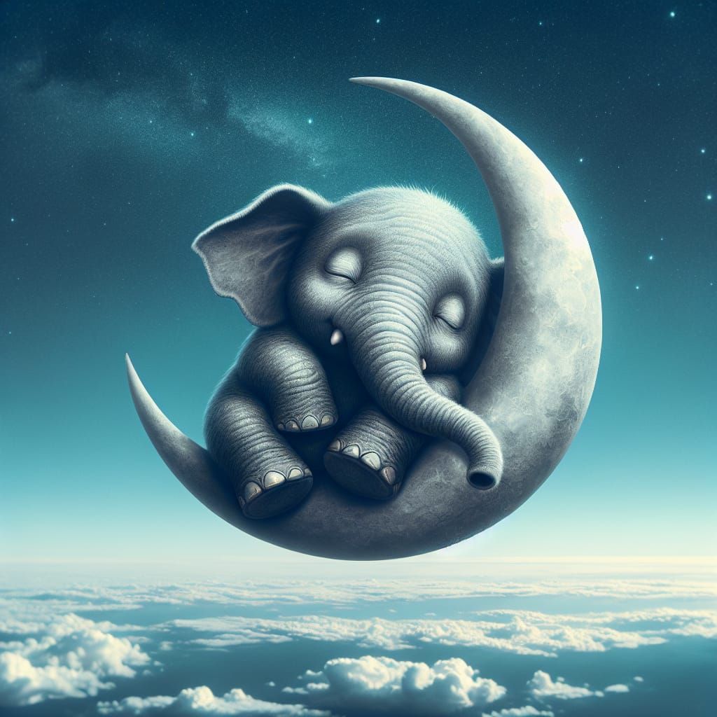 Sleepy Elephant on the Moon