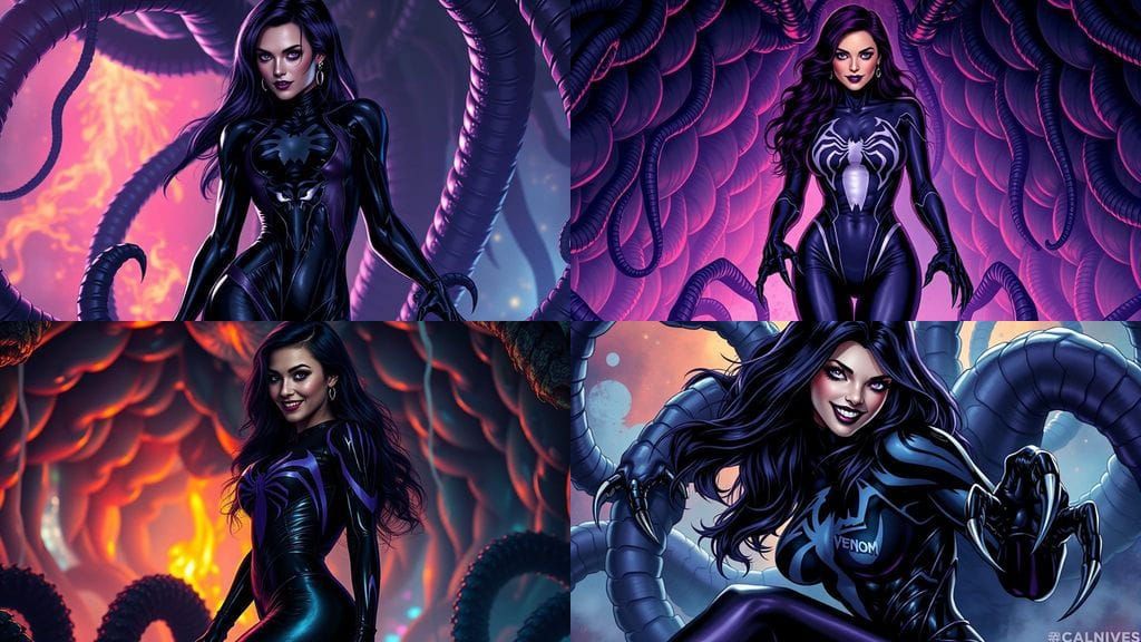 Glowing Dark Purple She-Venom in Latex Suit