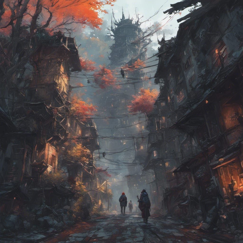 Dark Fantasy Windmills Digital Illustration in 8K