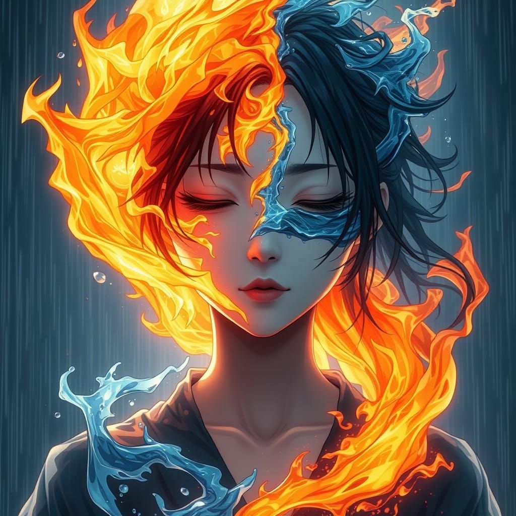 Ethereal Elemental Maiden Embodies Balance of Water and Flam...