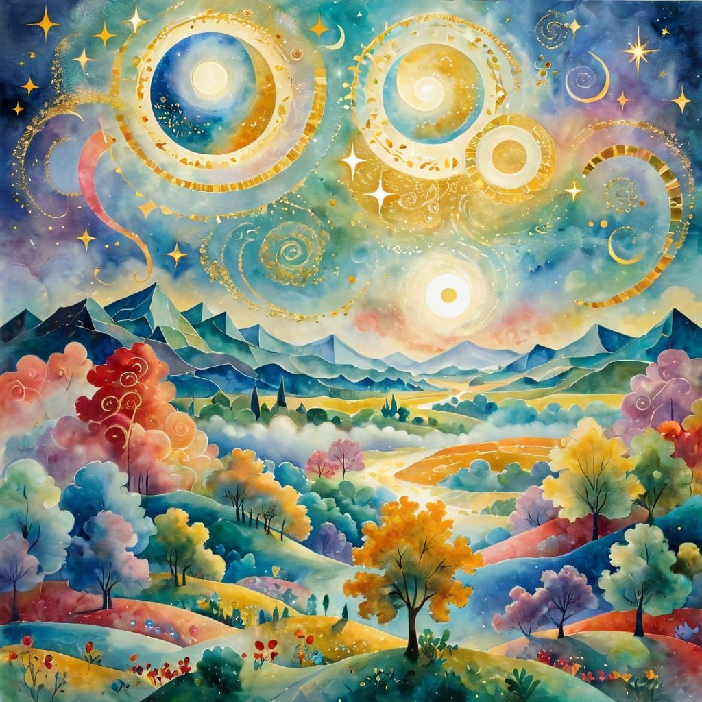 Landscape, Paul Klee and Marc Chagall