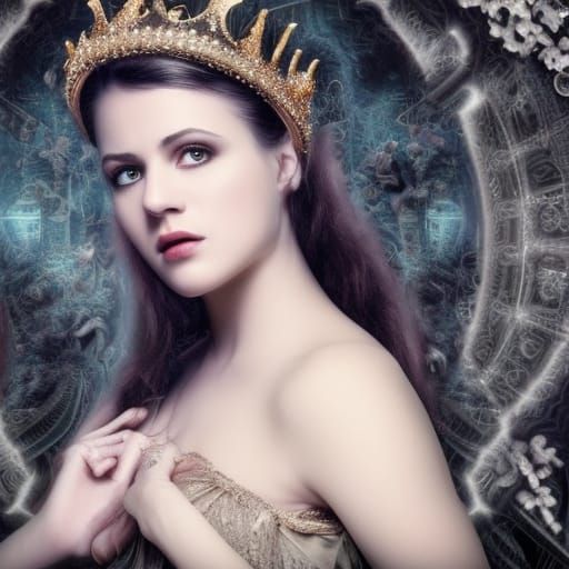 Crowned Woman in Dramatic Digital Matte Painting