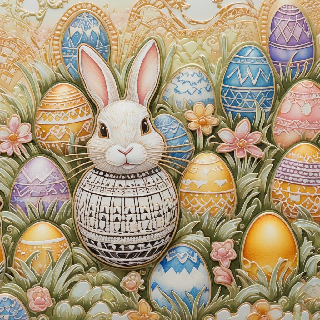 Elegant Easter Egg in Whimsical Zentangle Style