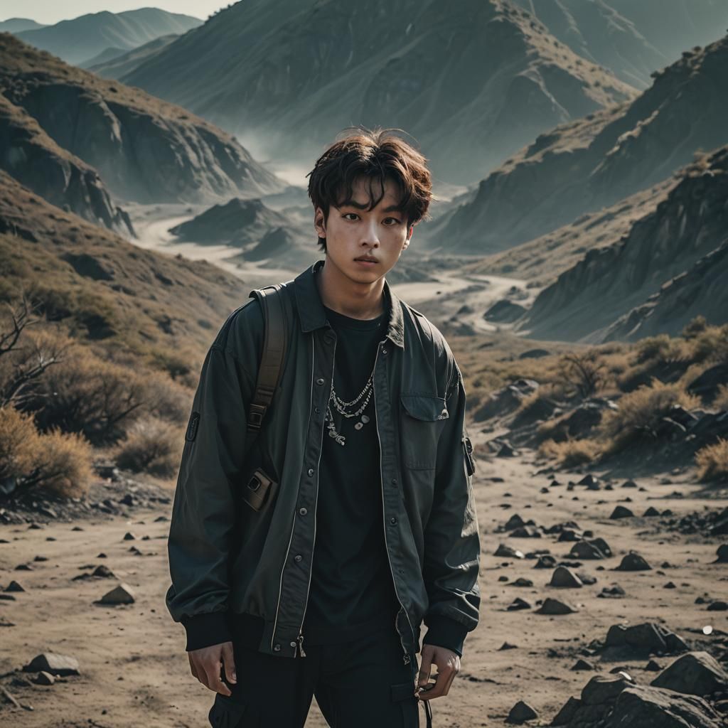 Cinematic Portrait of Jungkook with Film Grain