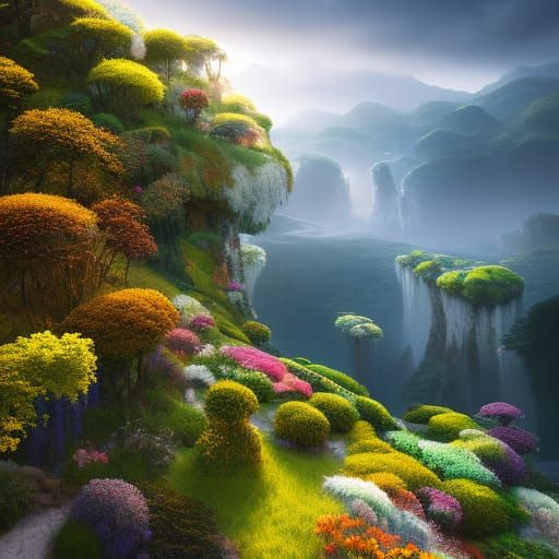 Staircase to Heaven: Hyperdetailed Whimsical Illustration