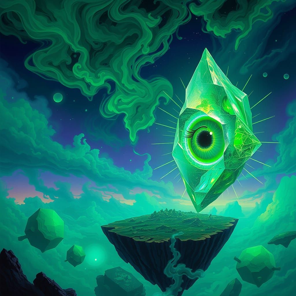 Glowing Green Iris Portal to an Enchanted Realm