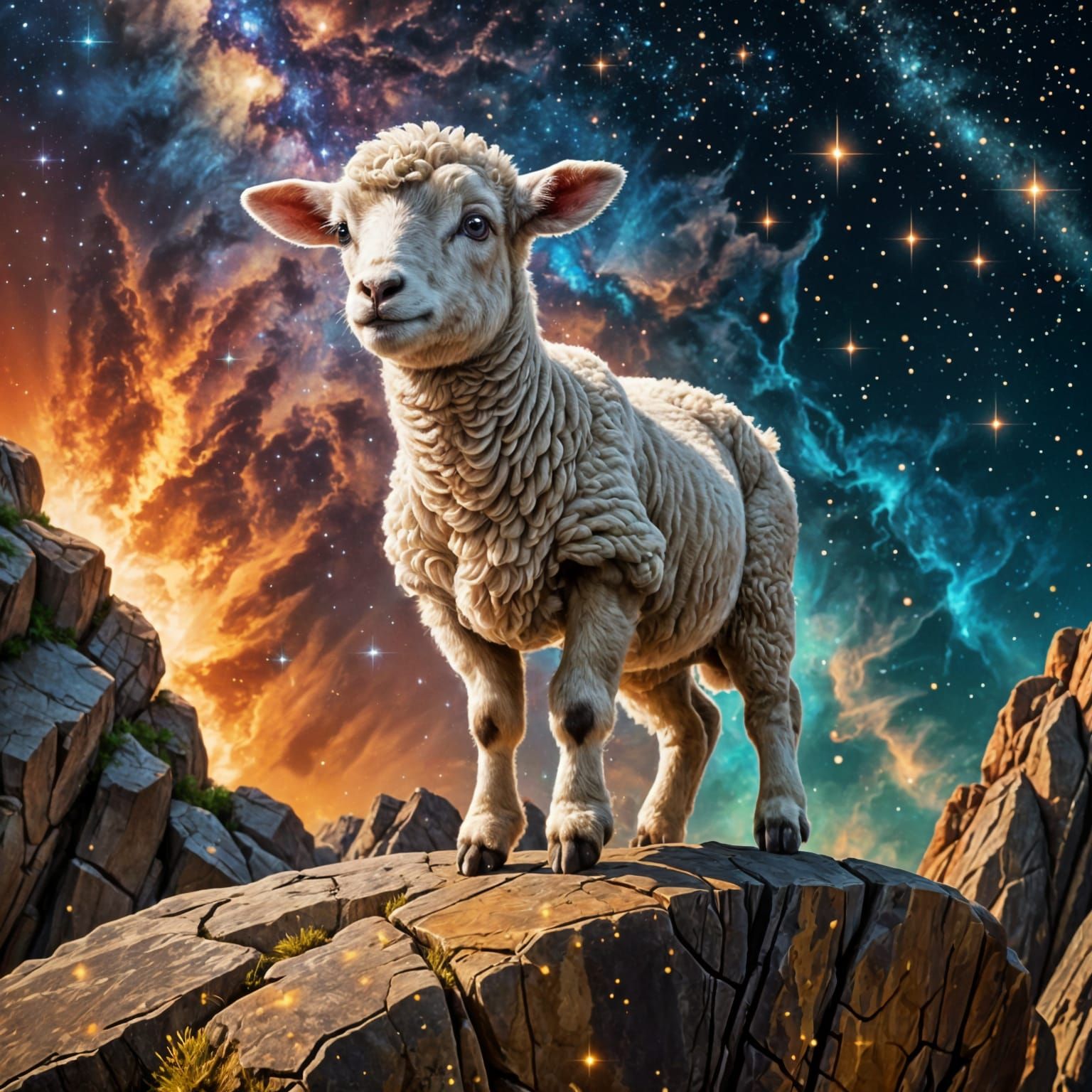 Little Lamb's Courageous Climb to Cosmic Heights