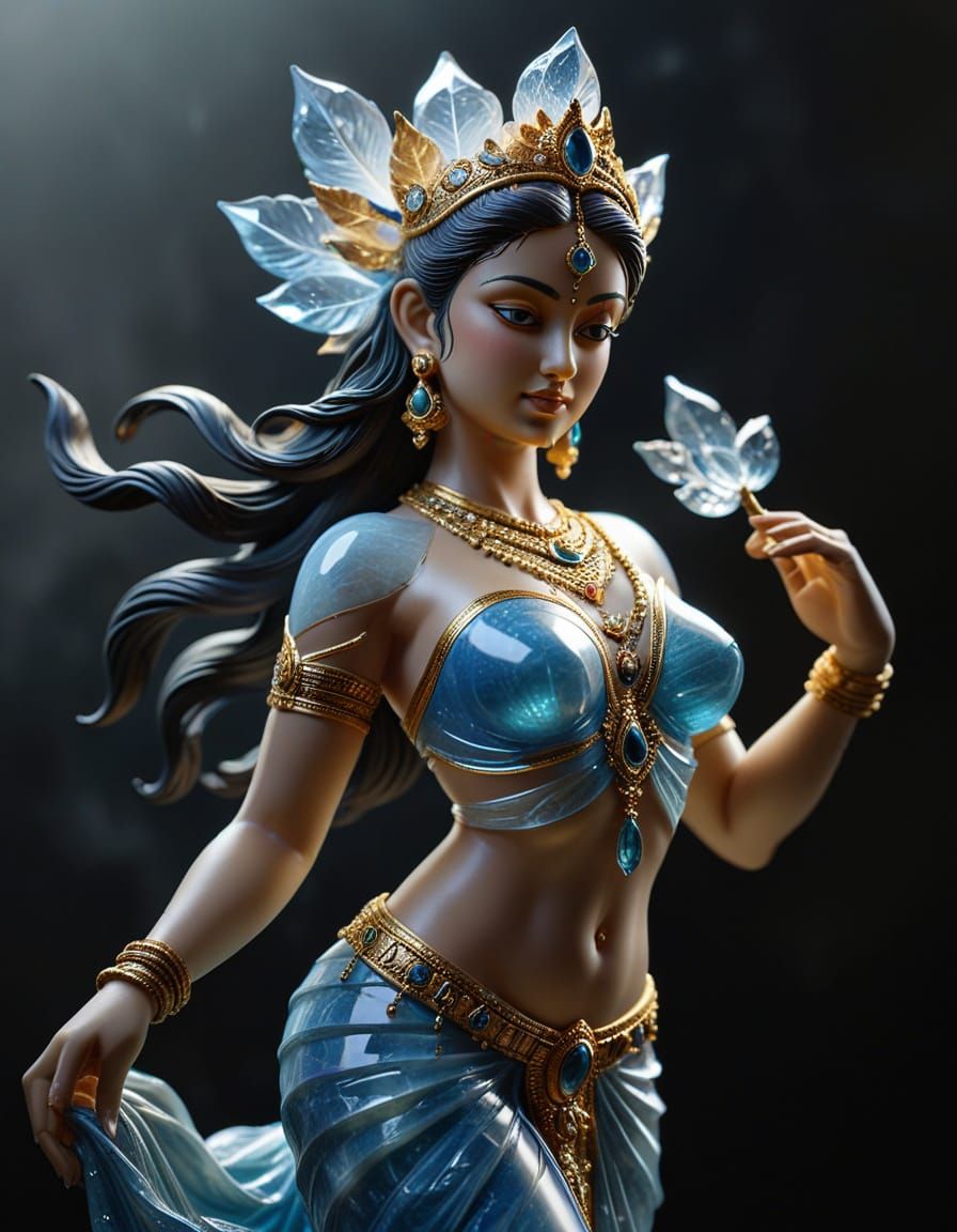 Luminous Crystal Statue of Sky-Born Apsara Urvashi
