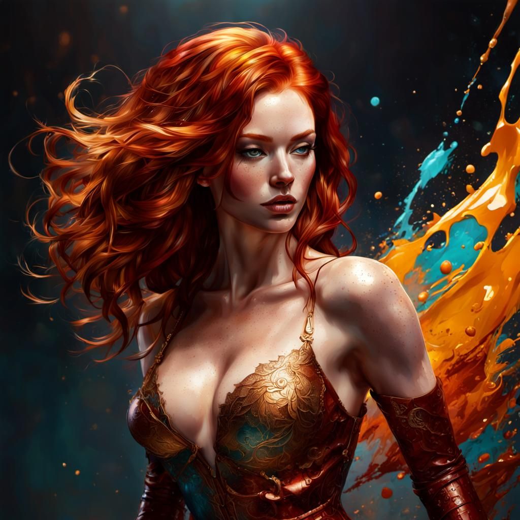 Beautiful Redhead Portrait in Hyperrealistic Style