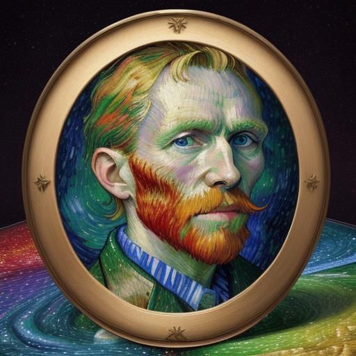 Fruit Portrait: Vincent Van Gogh in Astral Cosmic Style