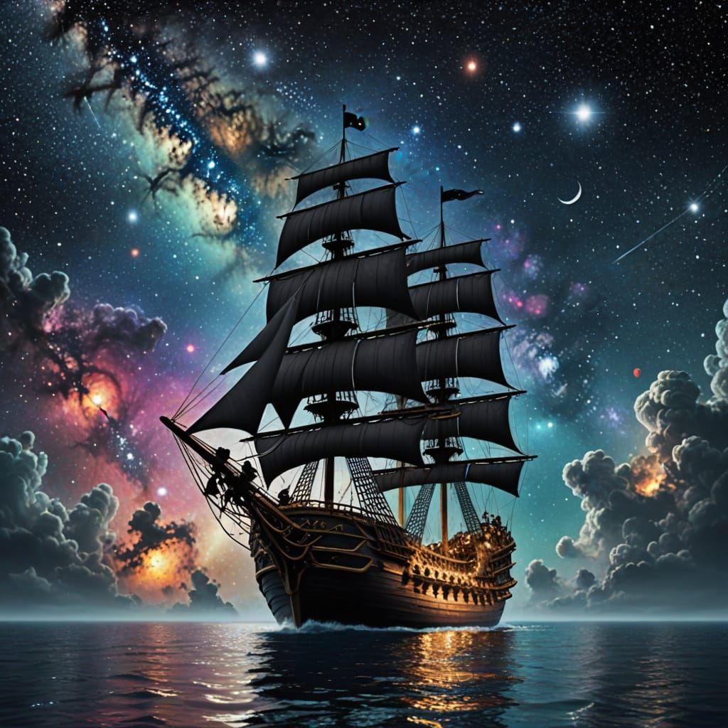 Pirate Ship Adrift in Cosmic Space