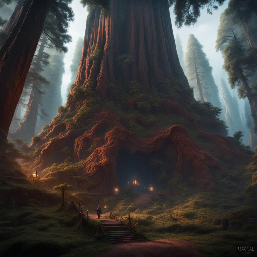 Cult of the Great Redwood: Detailed Matte Painting