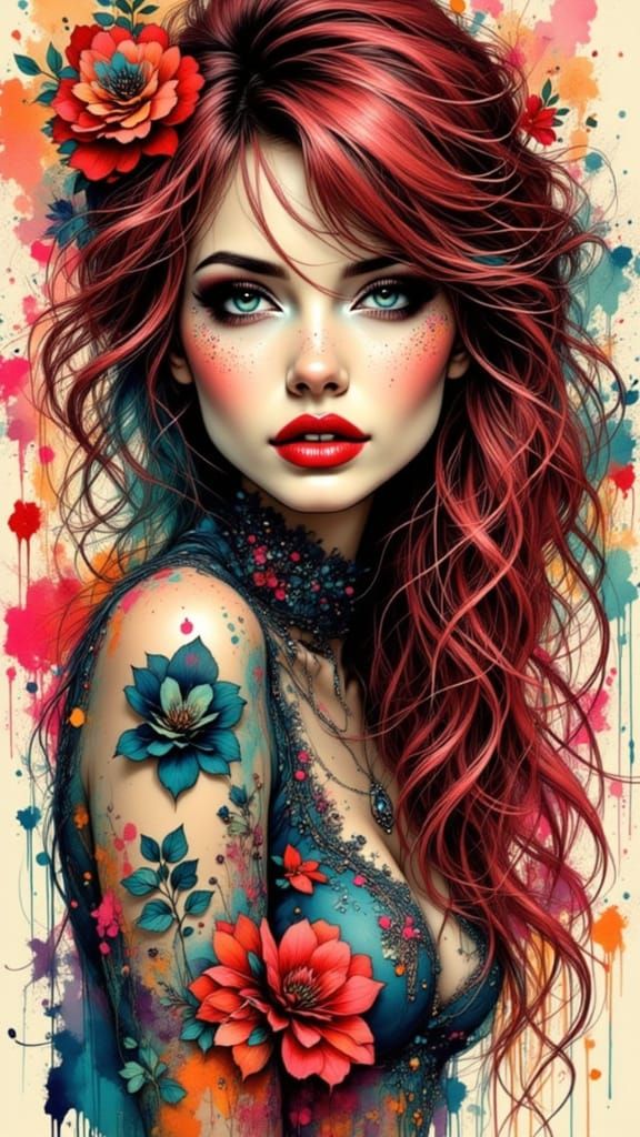 Beautiful Graffiti Artist Poster in Pin-Up Style