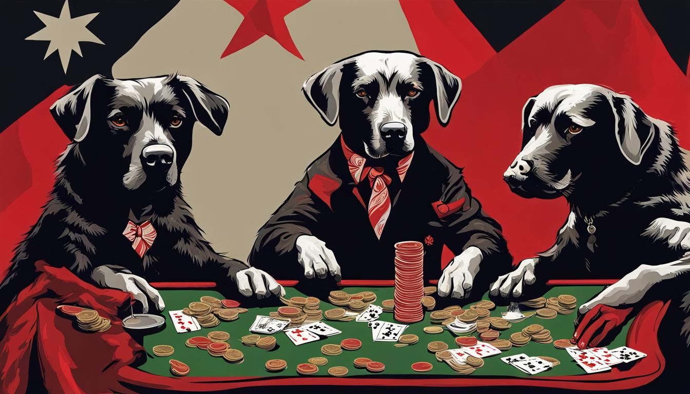 Albanian Dogs Play Poker in Abstract Art Style