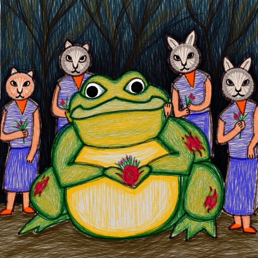 Giant Toad and Fox Bride in Matisse Style
