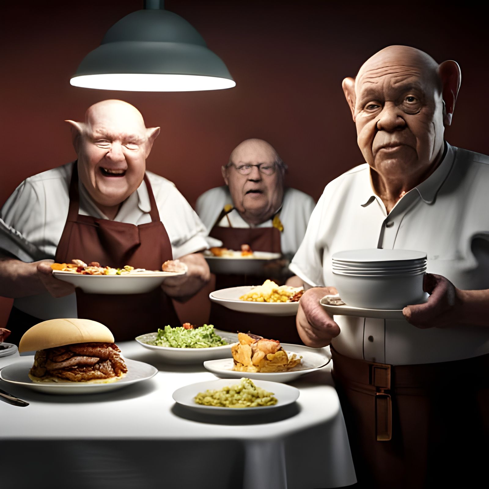 Photorealistic Pig People Feast in Steampunk Style