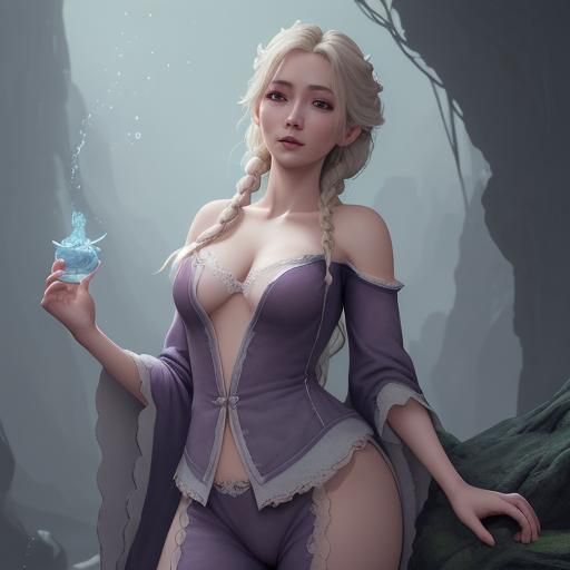 Girl in Pajamas, Detailed Digital Painting