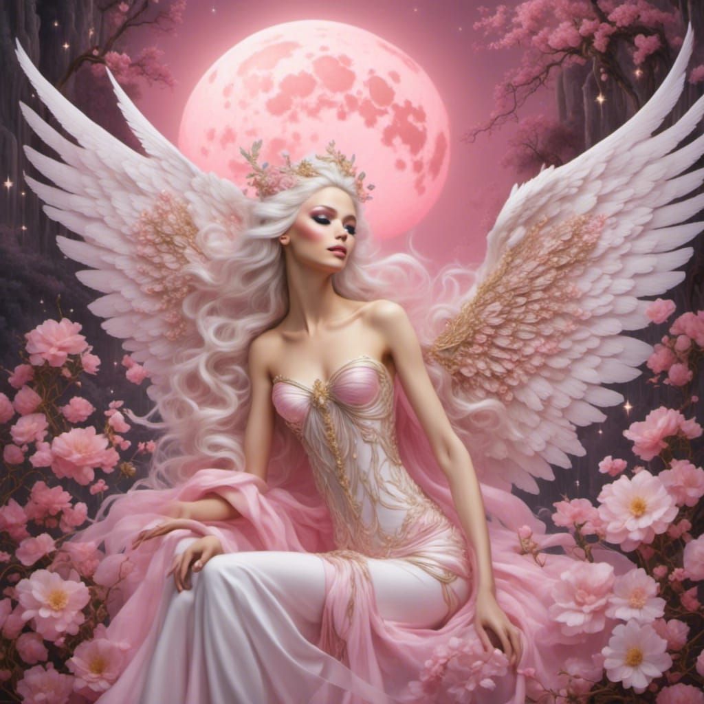 Angel in Pink Moon Glow: Digital Rendering